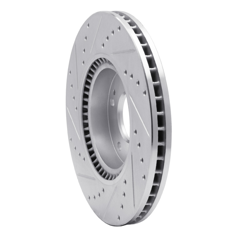 Hyundai TUCSON Brake Rotor (1) - Front Right - R1 Concepts - Drilled & Slotted - Silver - `05-`24